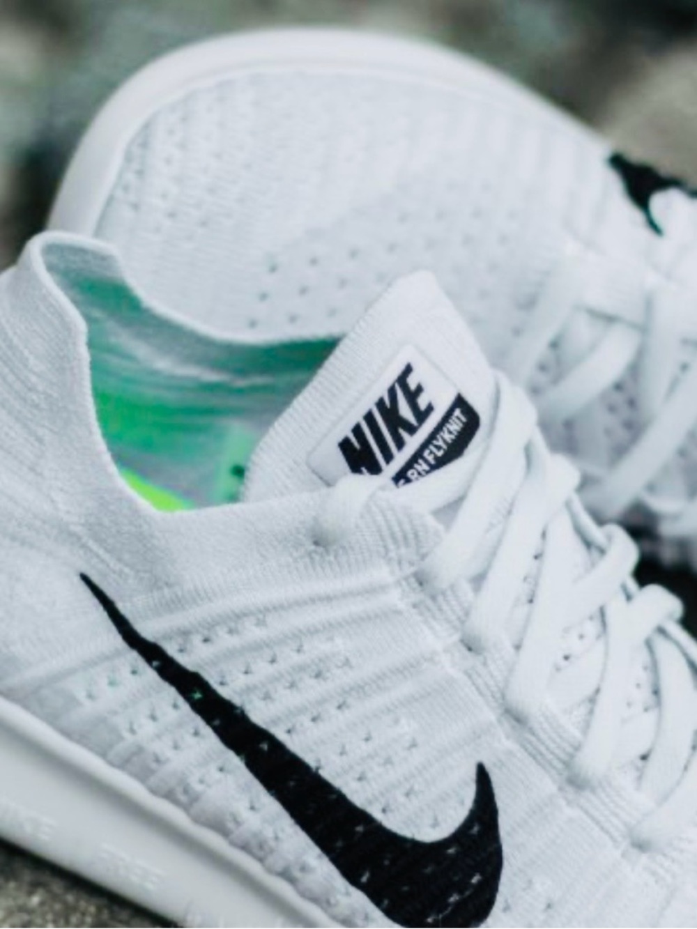 Nike Men’s Free RN Flyknit 2018 Running Training Shoes White Black size 10 - Picture 7 of 8